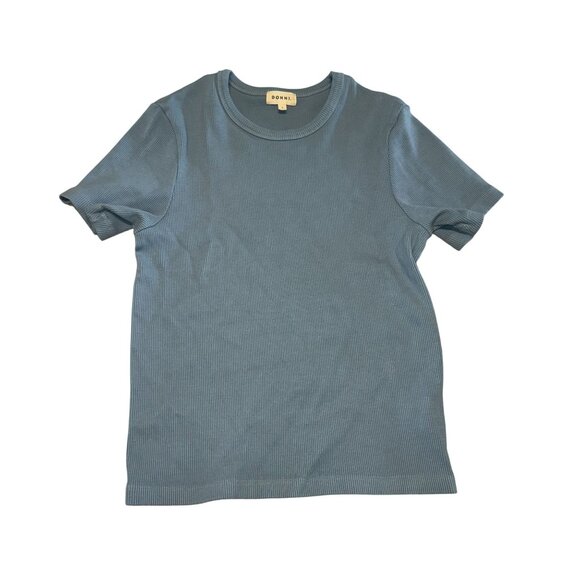 Donni Tops - Donni. Rib Sky Blue Short Sleeve Cotton Blend Tee Women's Small S